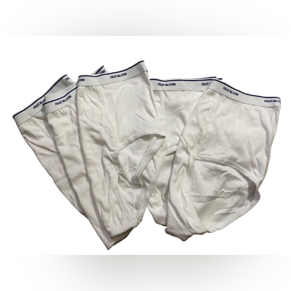 Fruit of the Loom Mens White Underwear Briefs XXL Tighty Whities Lot of 5